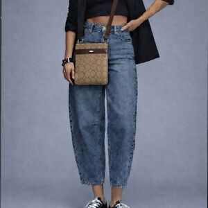 Coach Canvas Crossbody Bag with Lavender Interior